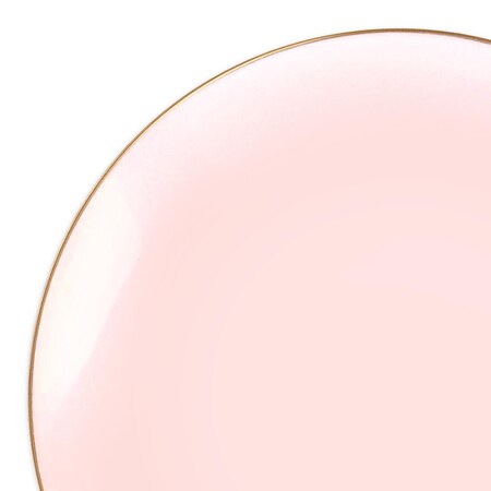 Smarty Had A Party 10.25" Pink with Gold Organic Round Disposable Plastic Dinner Plates (120 Plates), 120PK 930PG-CASE